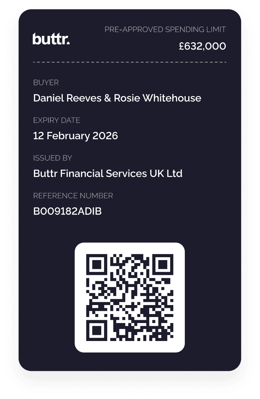 Buttr pre-approved spending limit pass with QR code