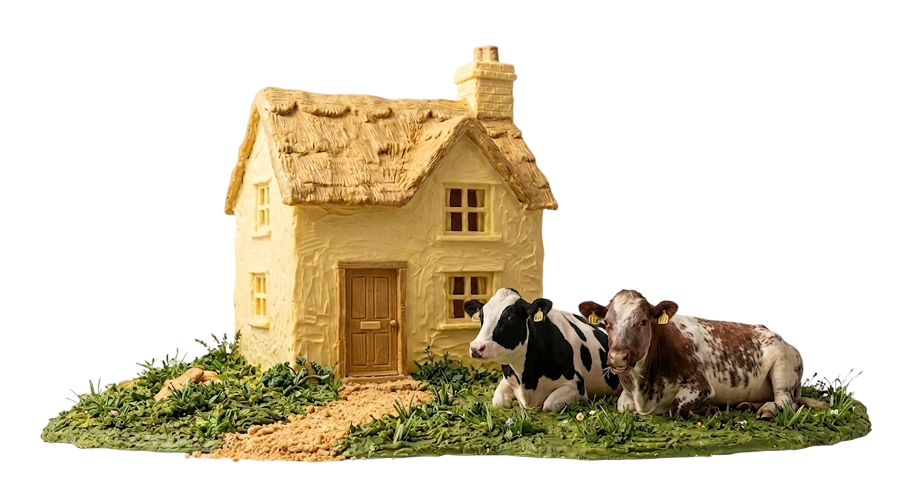 Miniature butter house with cows