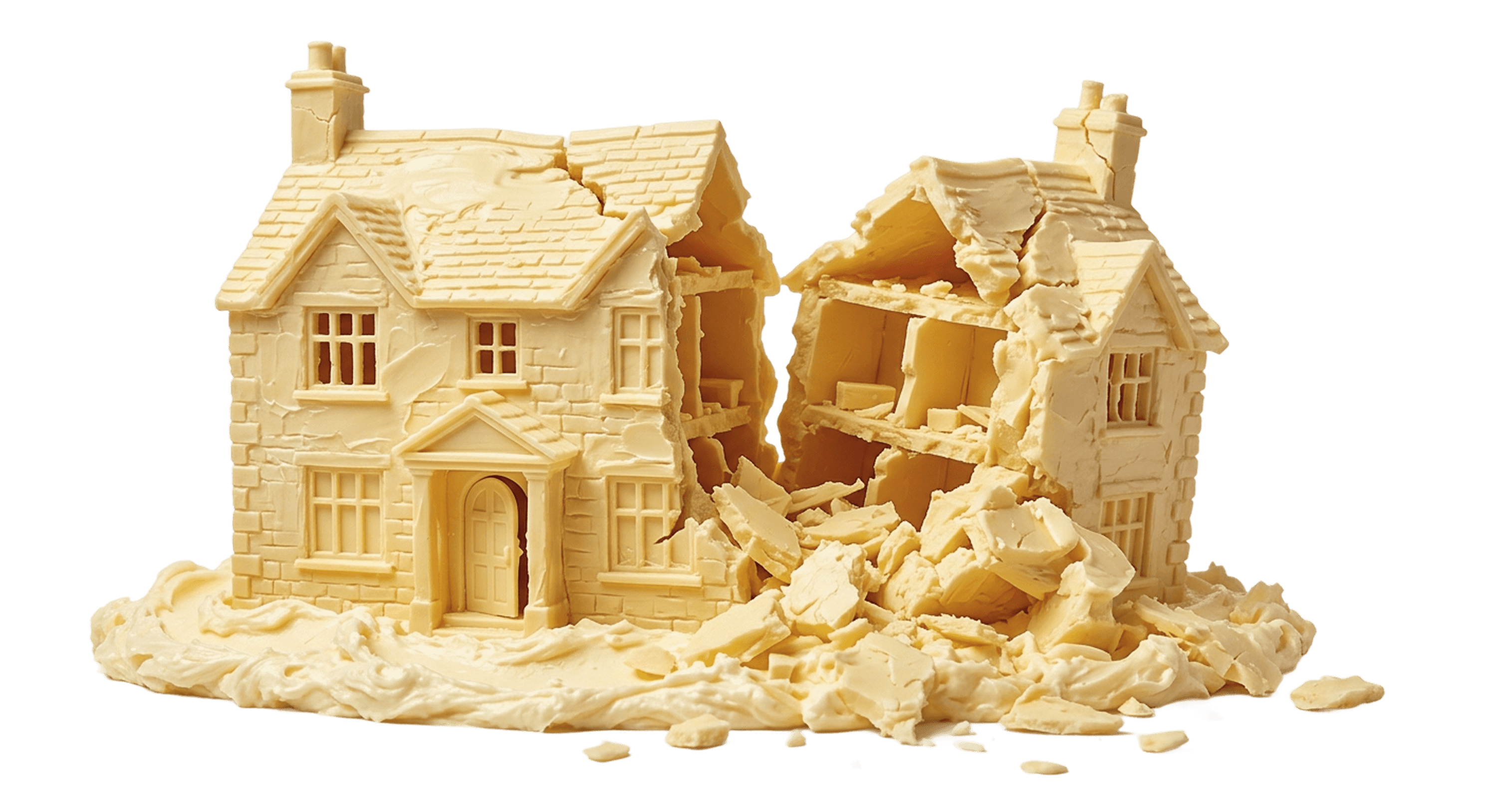 Broken butter house representing broken conveyancing